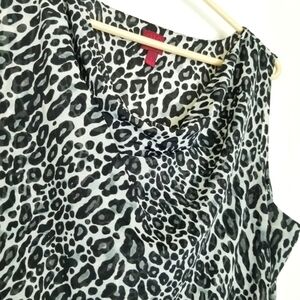 212 Collection Top‎ cowl neckline leopard print sleeveless size Large EUC